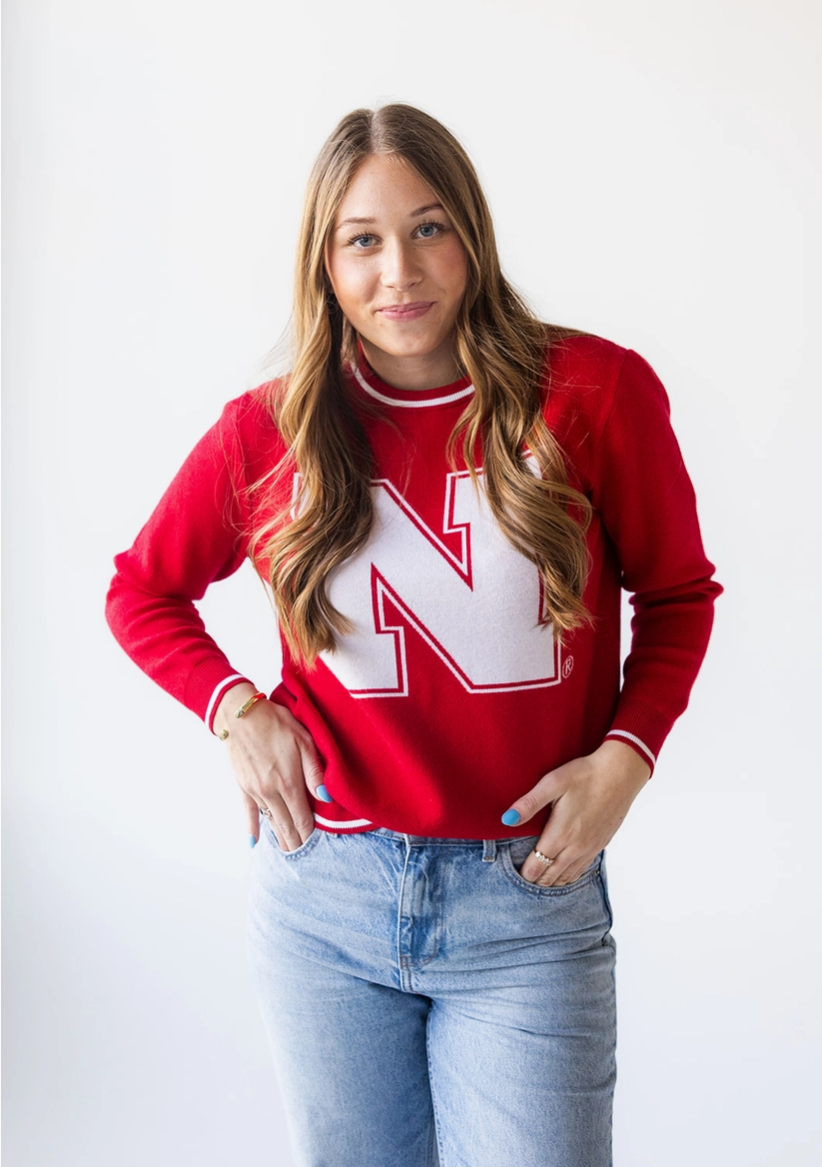 Nebraska Wicks Woven Stripe Sweater