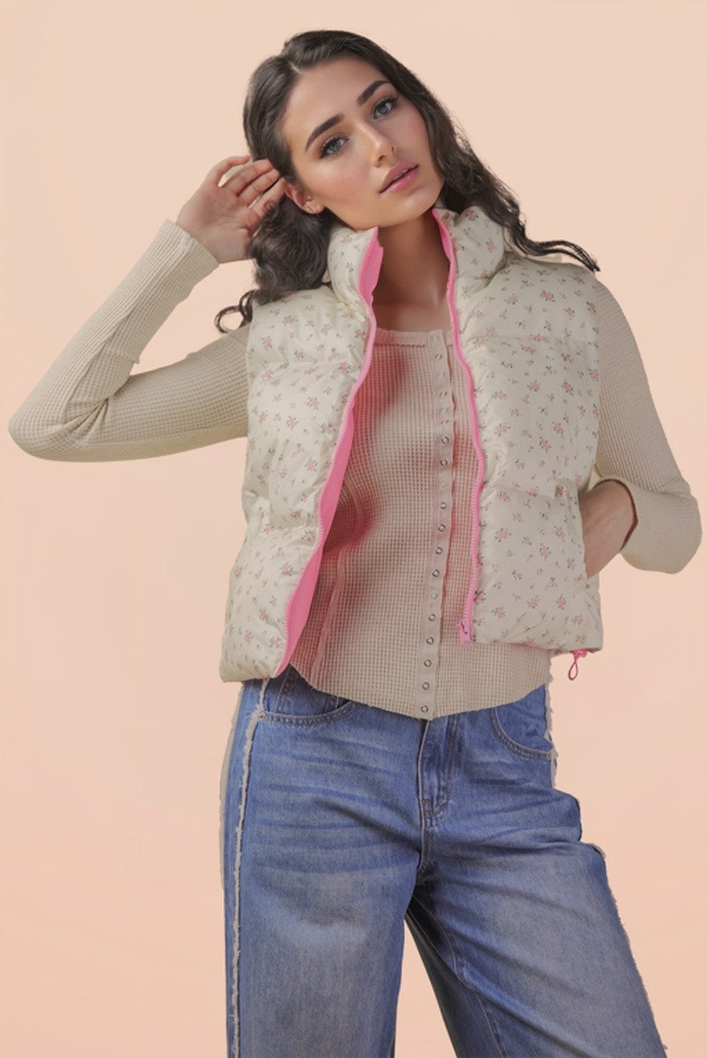 Floral Puffer Vest