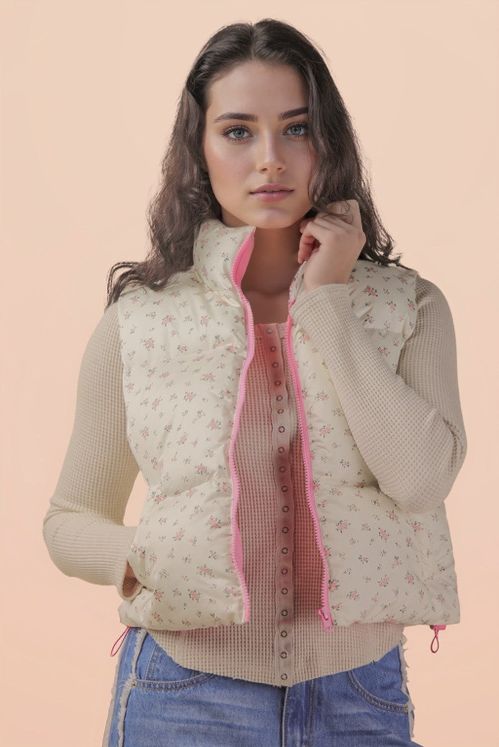 Floral Puffer Vest
