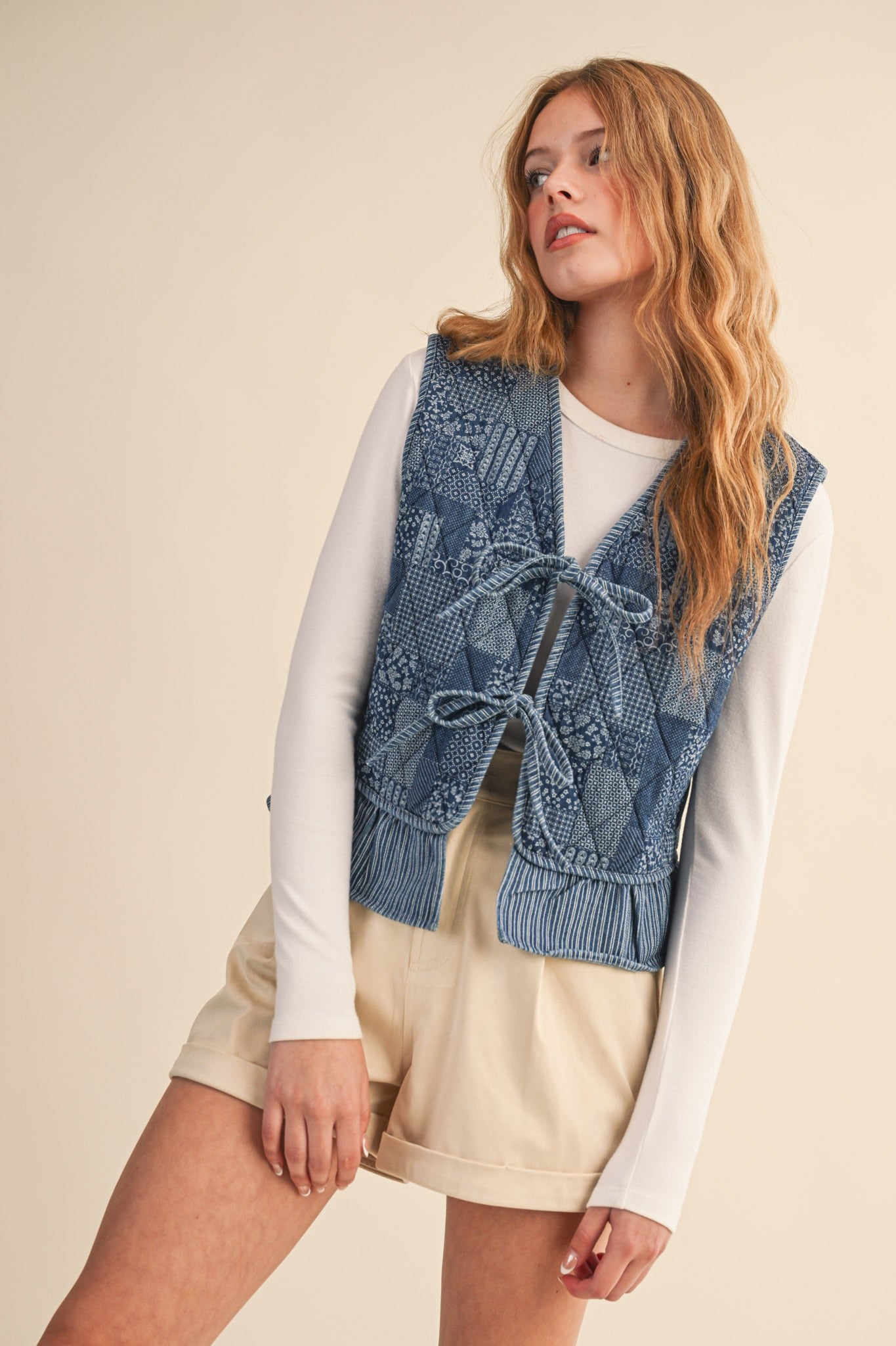 Quilted Denim Vest