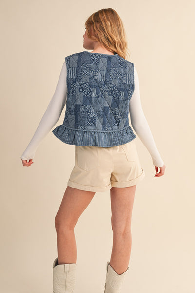 Quilted Denim Vest