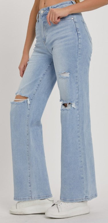 Light Wash Wide Leg Denim