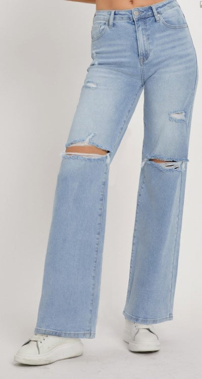 Light Wash Wide Leg Denim