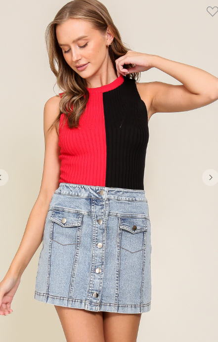 Red/Black Slit Tank