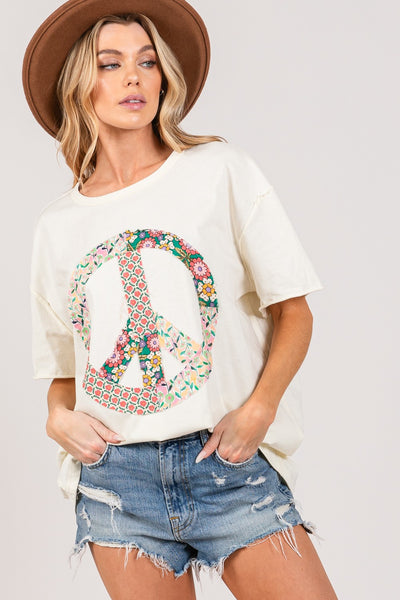 Peace Sign Floral Top