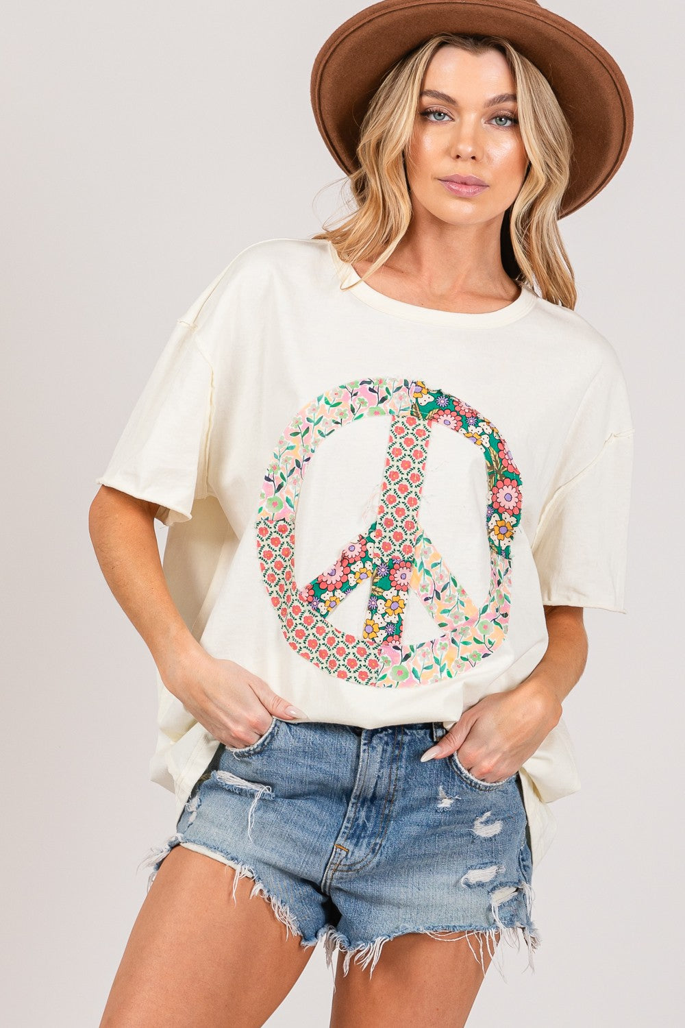 Peace Sign Floral Top