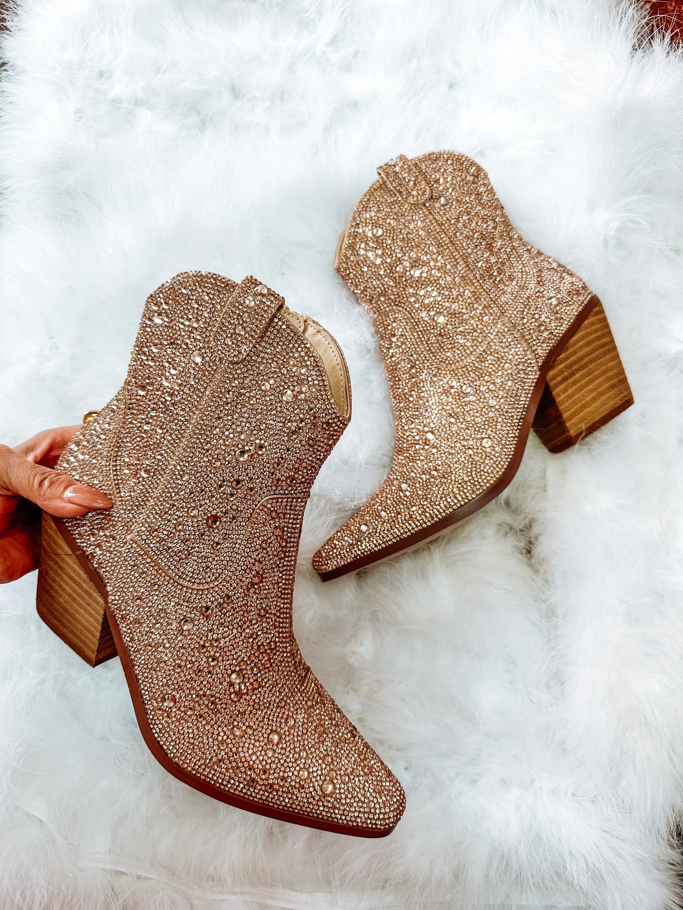 Gold Rhinestone Booties