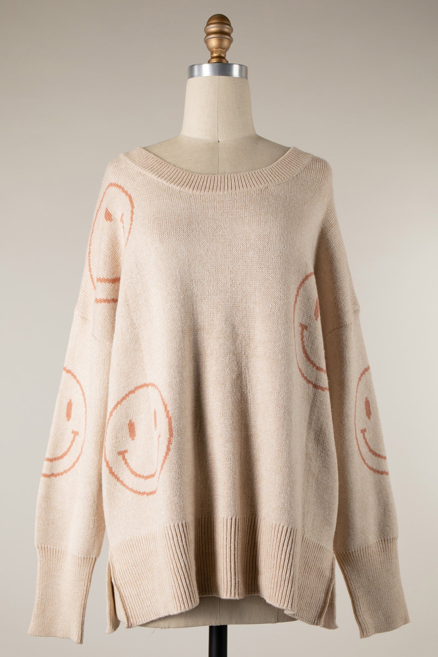 Smiley Taupe Sweater