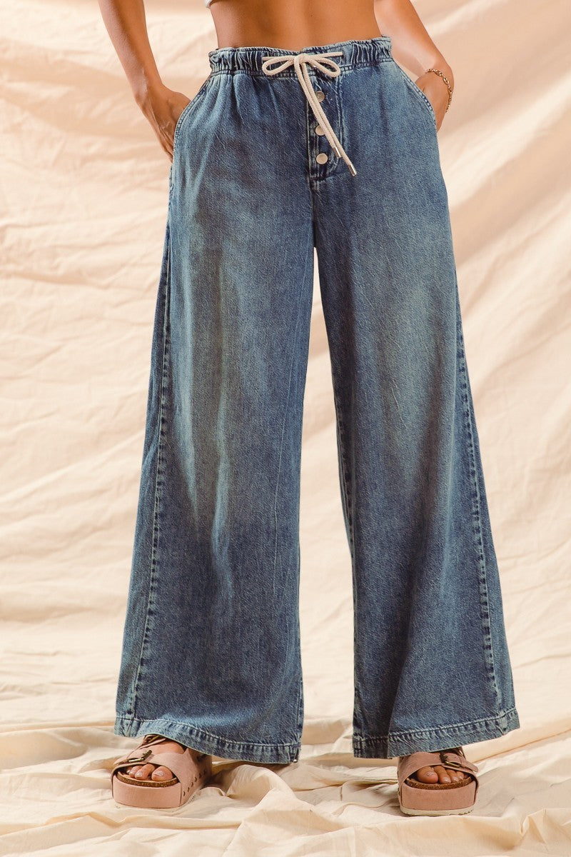 Wide Leg Denim Pants