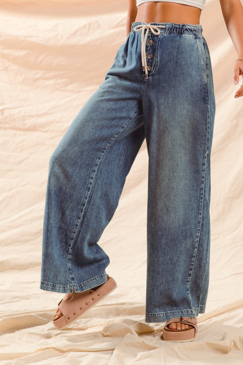 Wide Leg Denim Pants