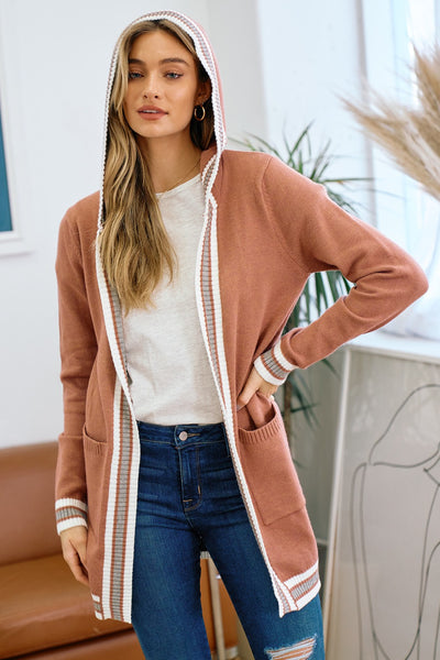 Striped Dusty Rose Cardigan