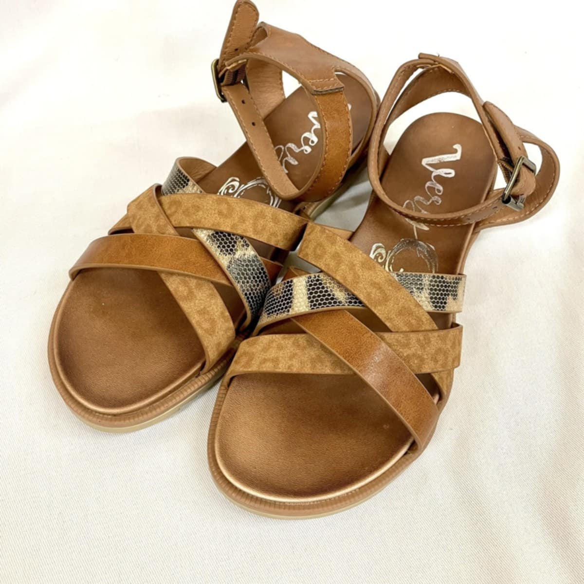Very G Jules Tan Leopard Slip On Sandals