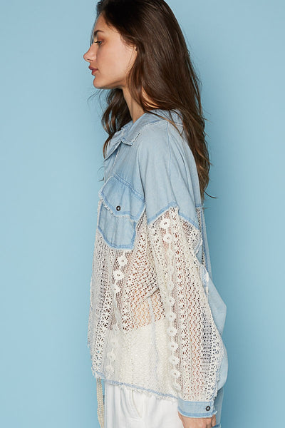 Denim Lace Crochet Top