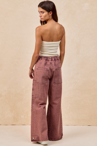 Wash Denim Cargo Pants