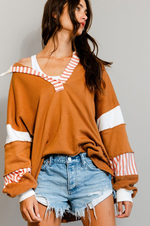 French Terry Color Block Top