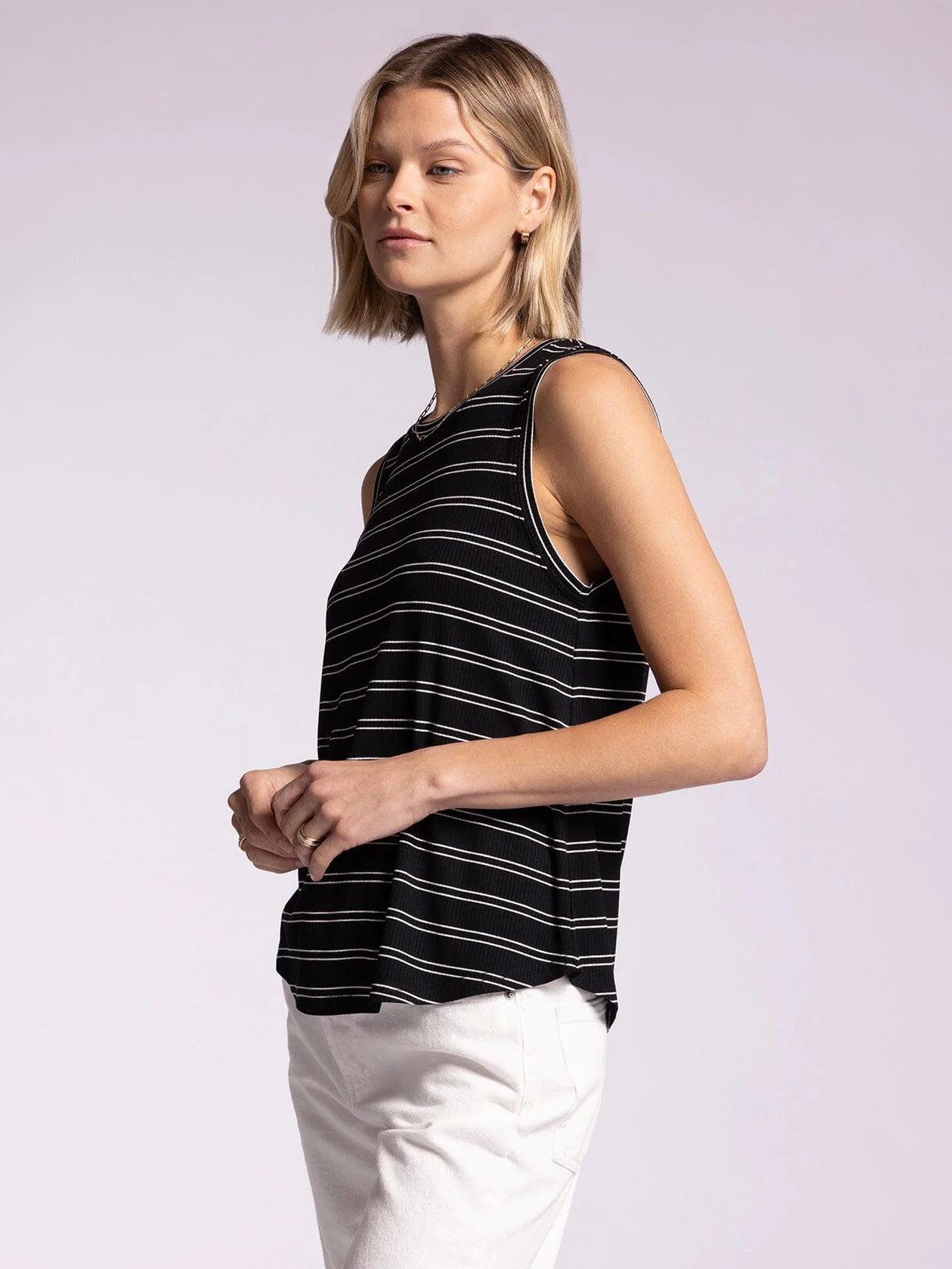 Black Stripe Euclid Tank