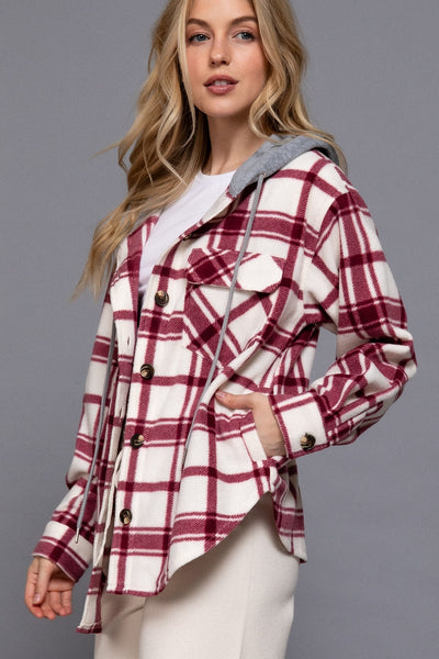 Plaid Hoodie Shacket