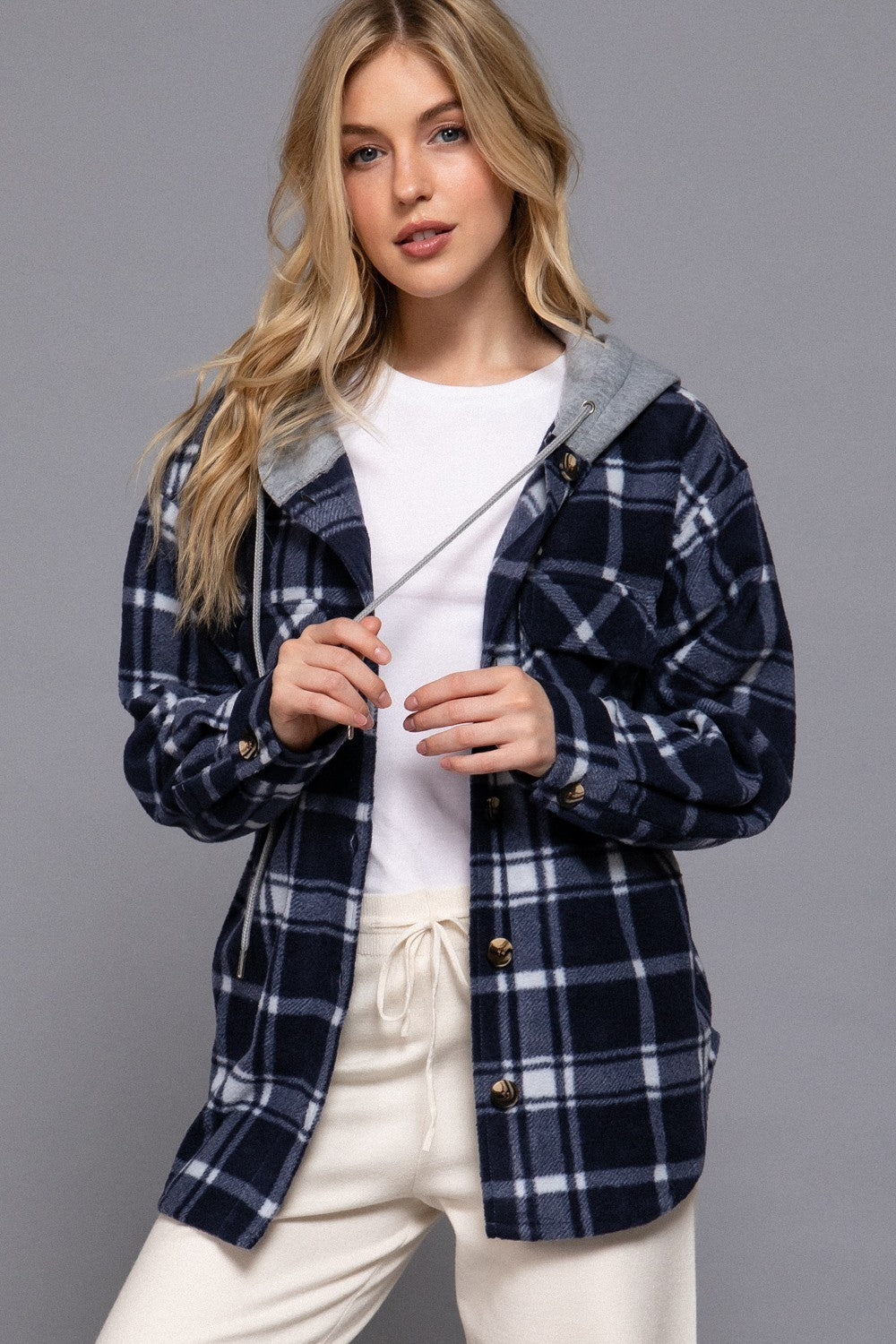 Plaid Hoodie Shacket
