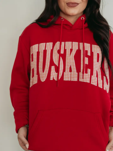 Huskers Patchwork Red Hoodie