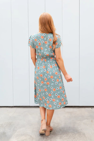 Retro Green Floral Dress