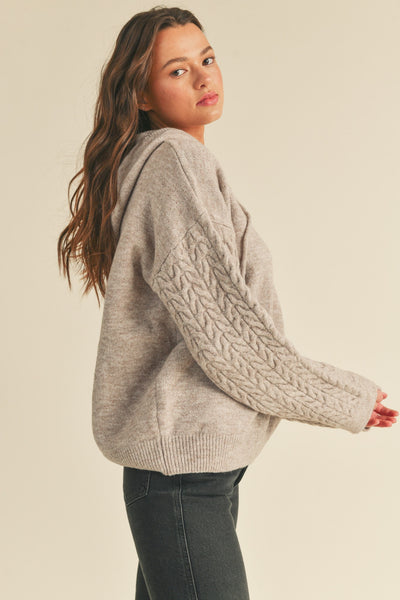 Cable Knit Hoodie Sweater