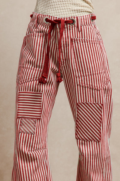 Striped Twill Barrel Pants