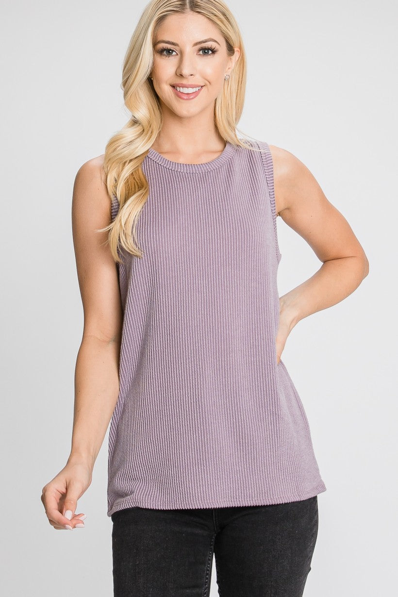 Seafoam Round Neck Ribbed Tank