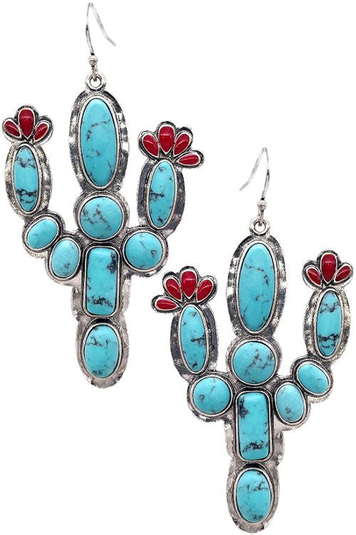 Turquoise Cactus Earrings