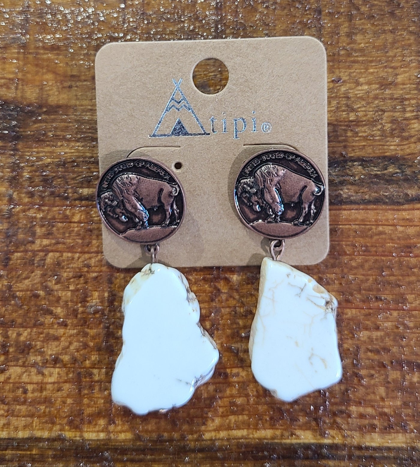 Buffalo Head Gemstone Earrings