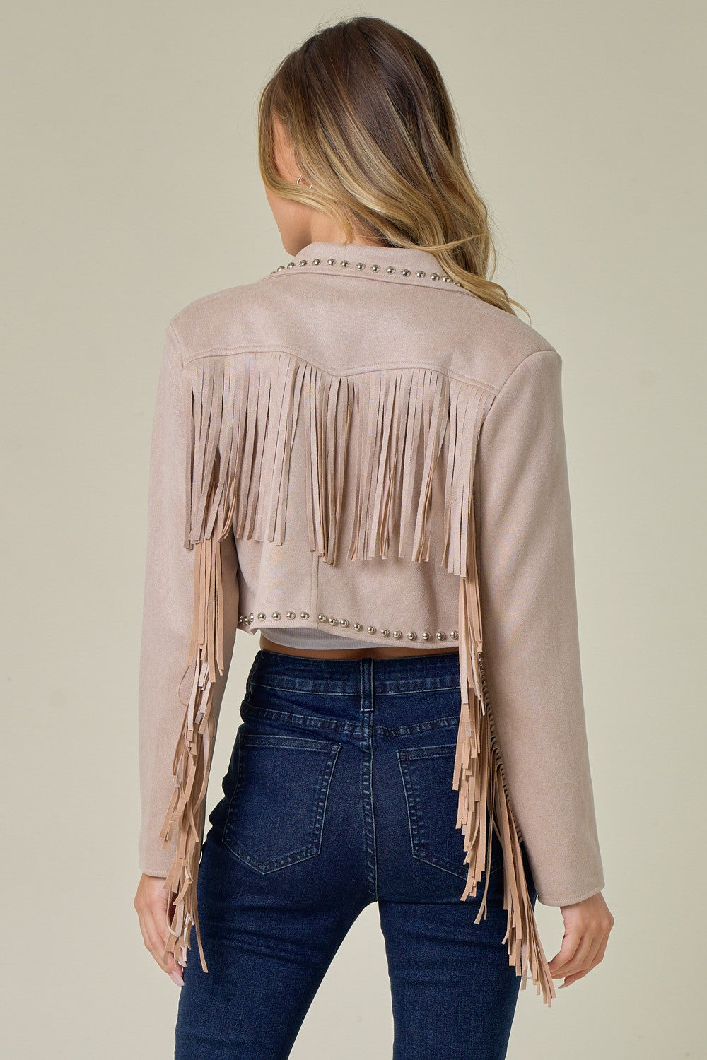 Suede Fringe Studded Jacket