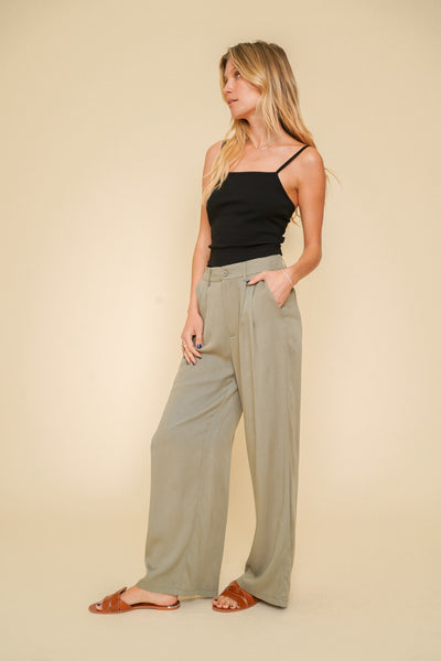 Olive Wide Leg Trousers