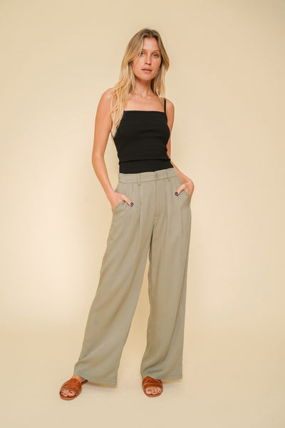 Olive Wide Leg Trousers