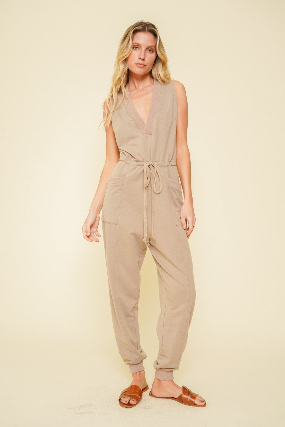 Deep V-Neck Jumpsuit