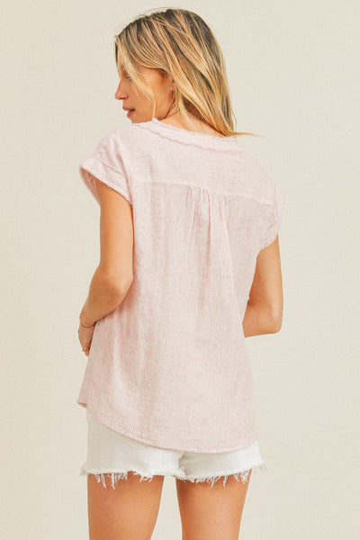 Henley Woven Pocket Top