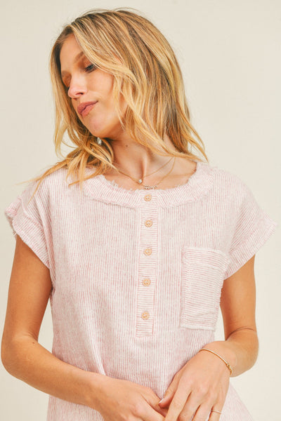 Henley Woven Pocket Top