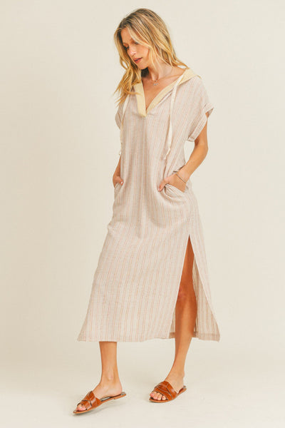 Stripe Hooded Kaftan