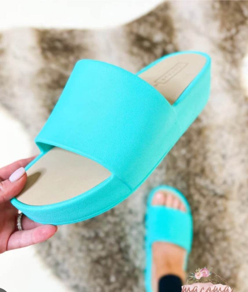 Aqua Slip On Sandals