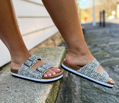 Beach Babe Sandal Grey Leopard