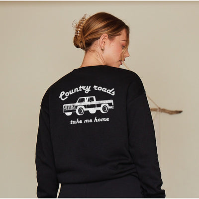 Country Roads Crewneck Sweatshirt - Black