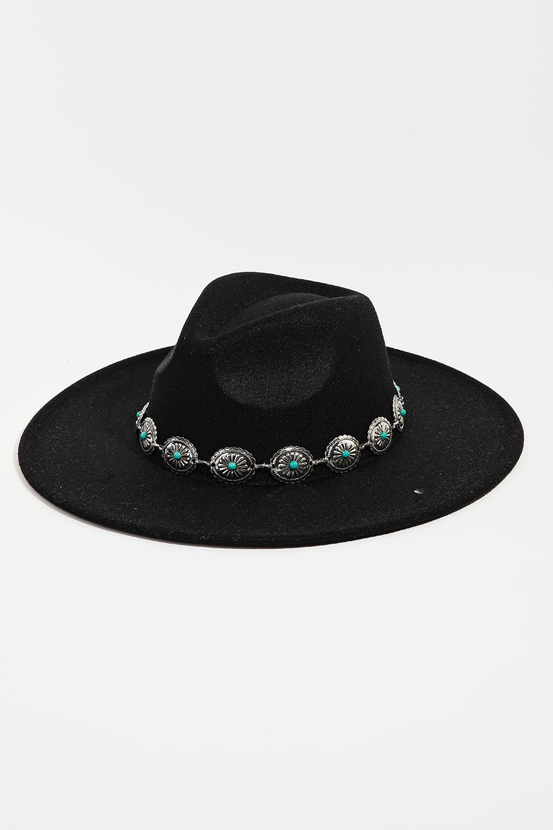 Western Concho Chain Fedora Hat