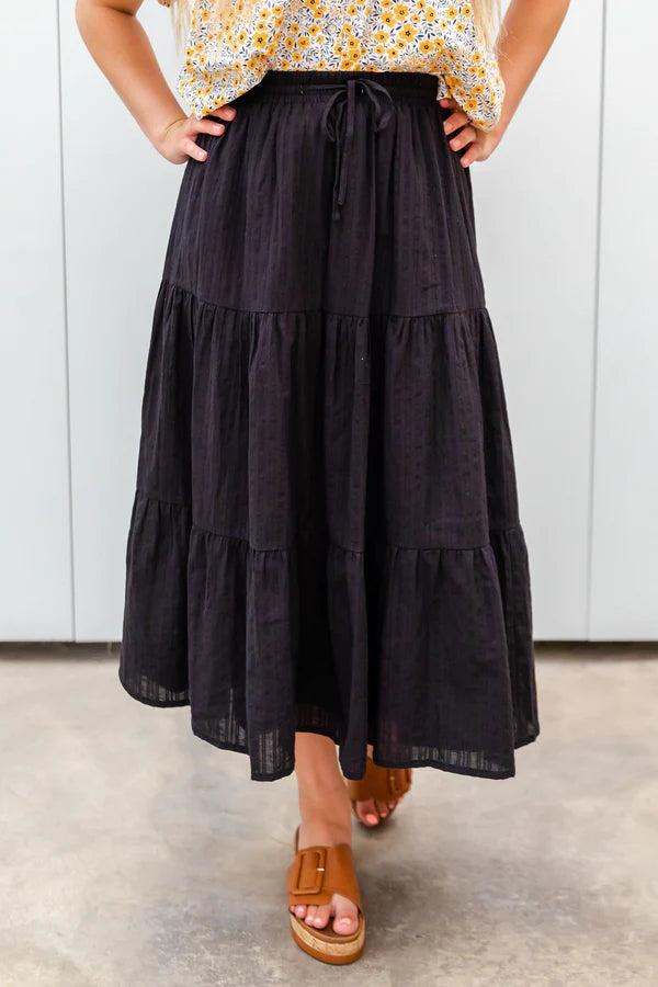 Tiered Maxi Skirt In Black