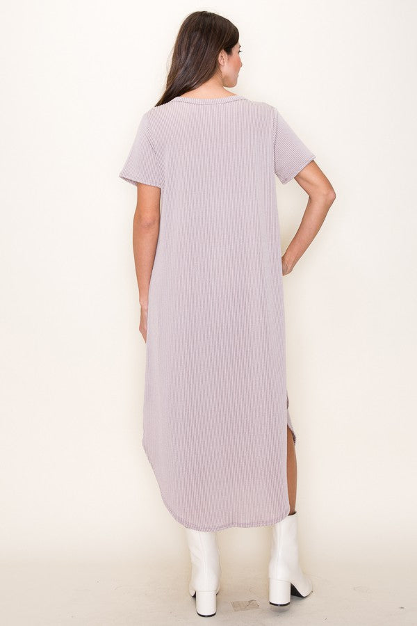 V-Neck Ribbed Maxi Dress