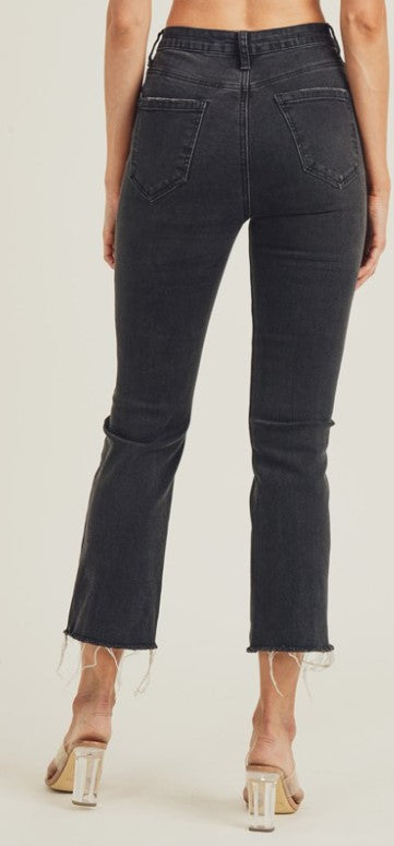 Risen Black Ankle Straight Denim