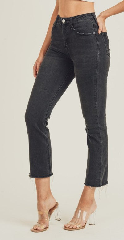 Risen Black Ankle Straight Denim