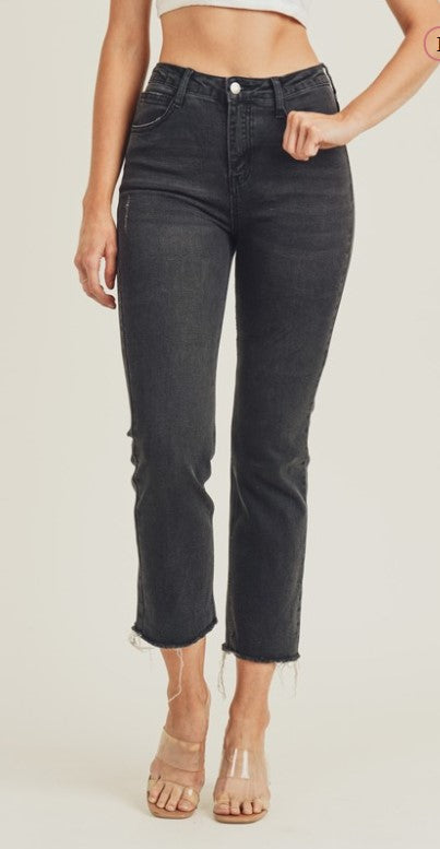 Risen Black Ankle Straight Denim