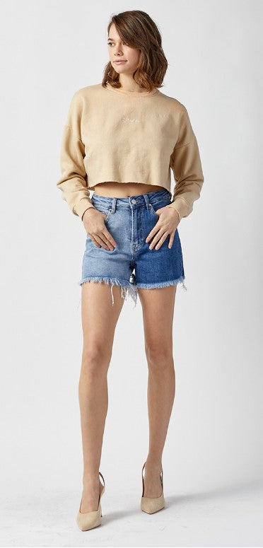 High Rise Two Tone Shorts