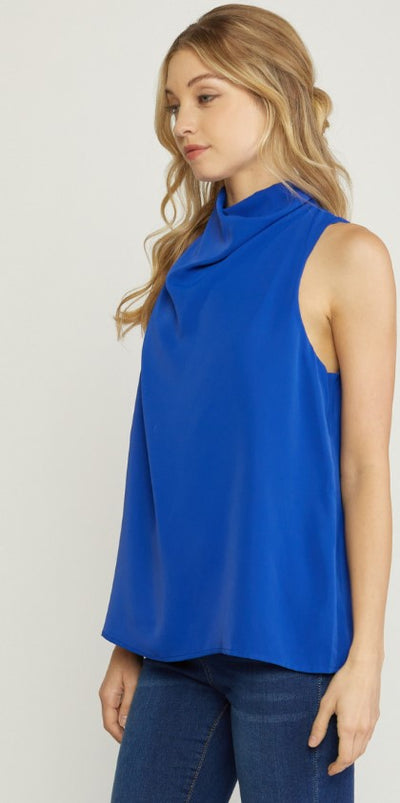 Royal Blue Cowl Neck Top