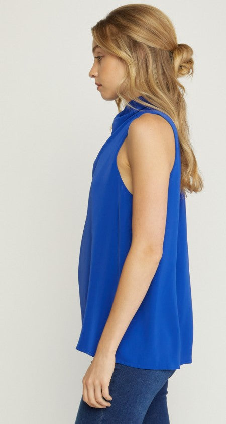 Royal Blue Cowl Neck Top