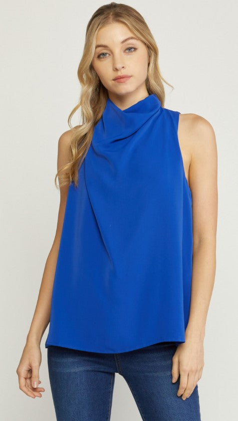 Royal Blue Cowl Neck Top