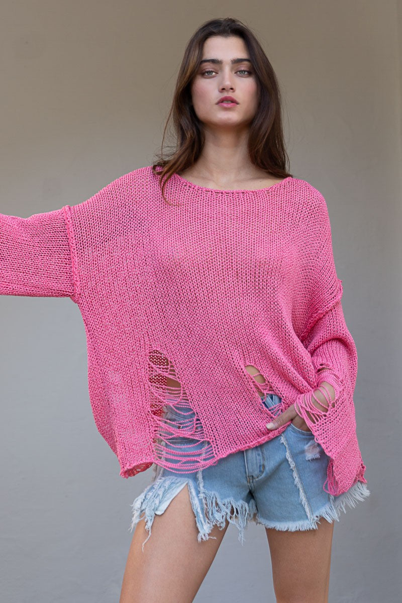 Pink Distressed Top